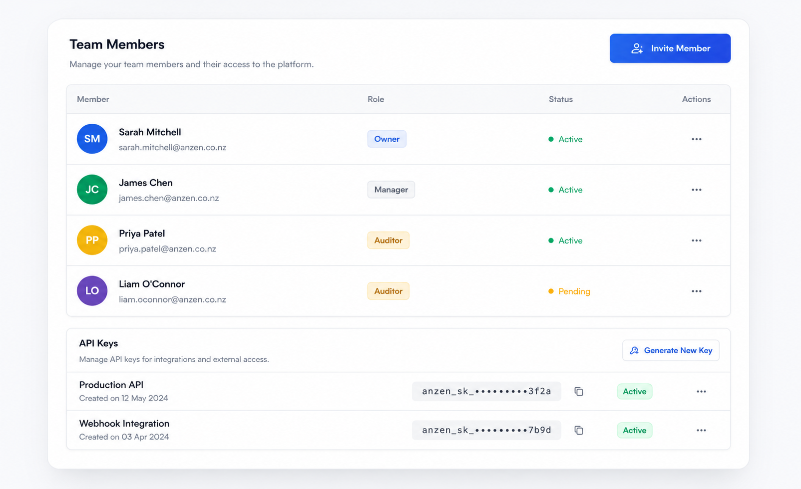 Team Management & API